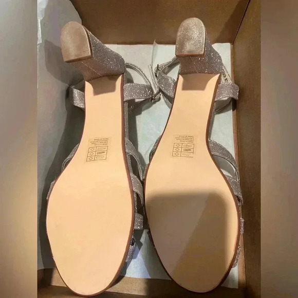 Benjamin Walk TOUCH UPS Maeve Glittery Block Heel Sandals Champagne Size 12 - Picture 5 of 5